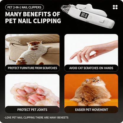 Rechargeable Electric Pet Nail Clipper with LED Light and Digital Display, Professional Grooming Tool for Dogs and Cats of All Sizes with Safety Guard