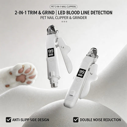 Rechargeable Electric Pet Nail Clipper with LED Light and Digital Display, Professional Grooming Tool for Dogs and Cats of All Sizes with Safety Guard