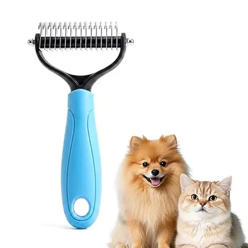 Professional Pet Detangling Comb and Double-Sided Grooming Brush for Dogs and Cats with One-Click Clean Undercoat Rake for Shedding Mats