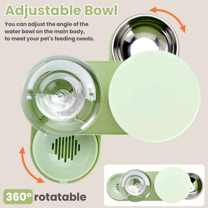 Kacoomi Dual-Pack Gravity Pet Feeders and Water Dispenser Set with Large-Capacity Stainless Steel Bowl for Small Dogs and Cats
