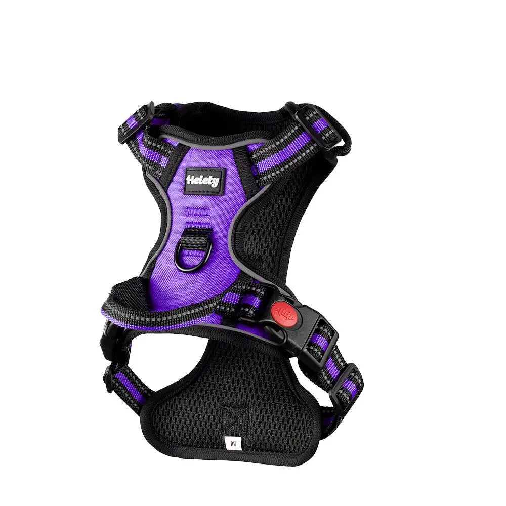 HELETY 3-in-1 Adjustable No-Pull Dog Vest Harness and Leash Set, Available in S-XL, Dual D-Ring Clips, 360° Reflective Design, Padded Chest for Comfort, Durable Oxford Fabric, Night Safety Features, Integrated Poop Bag Holder, Tangle-Free Bungee Strap for Running