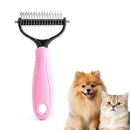 Professional Pet Detangling Comb and Double-Sided Grooming Brush for Dogs and Cats with One-Click Clean Undercoat Rake for Shedding Mats