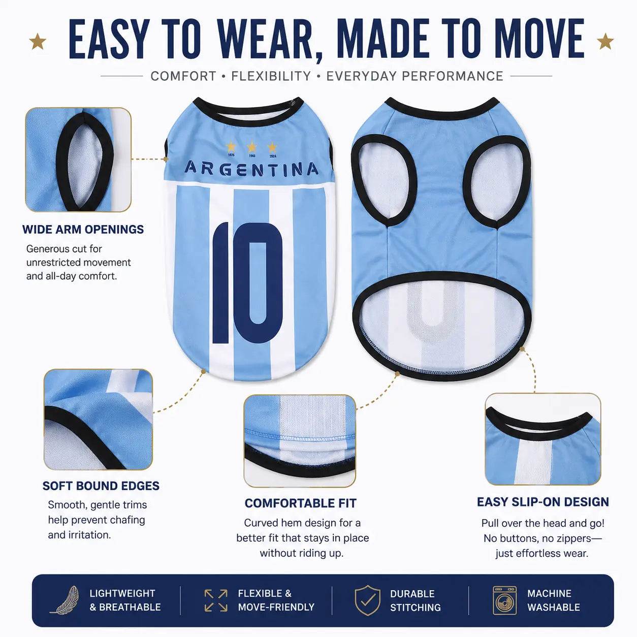 Lightweight Breathable Summer Jersey Vest for Dogs and Cats - Team-Inspired Sleeveless Apparel for Small and Medium Pets