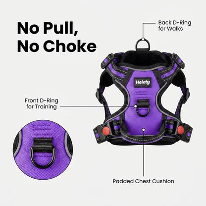 HELETY 3-in-1 Adjustable No-Pull Dog Vest Harness and Leash Set, Available in S-XL, Dual D-Ring Clips, 360° Reflective Design, Padded Chest for Comfort, Durable Oxford Fabric, Night Safety Features, Integrated Poop Bag Holder, Tangle-Free Bungee Strap for Running