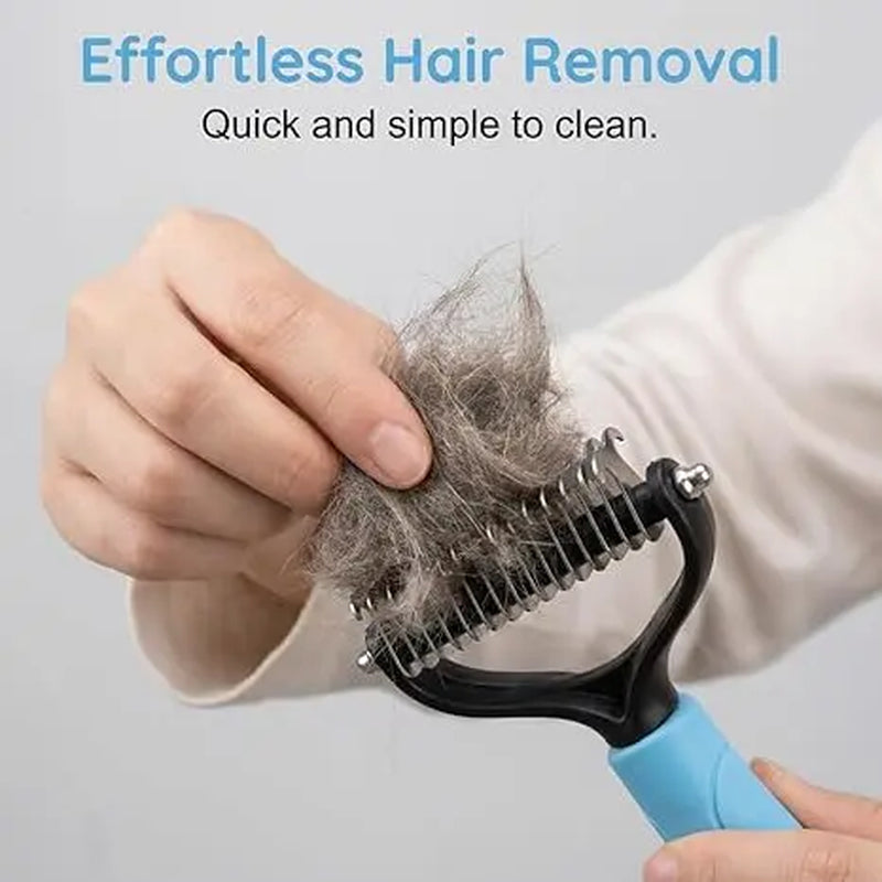 Professional Pet Detangling Comb and Double-Sided Grooming Brush for Dogs and Cats with One-Click Clean Undercoat Rake for Shedding Mats