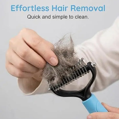 Professional Pet Detangling Comb and Double-Sided Grooming Brush for Dogs and Cats with One-Click Clean Undercoat Rake for Shedding Mats