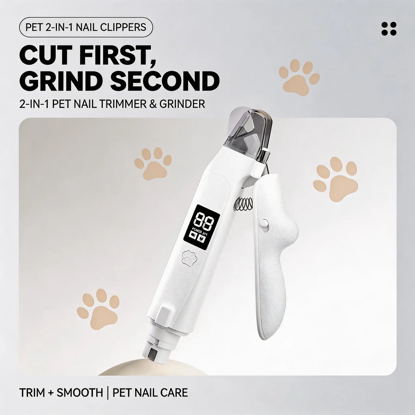 Rechargeable Electric Pet Nail Clipper with LED Light and Digital Display, Professional Grooming Tool for Dogs and Cats of All Sizes with Safety Guard